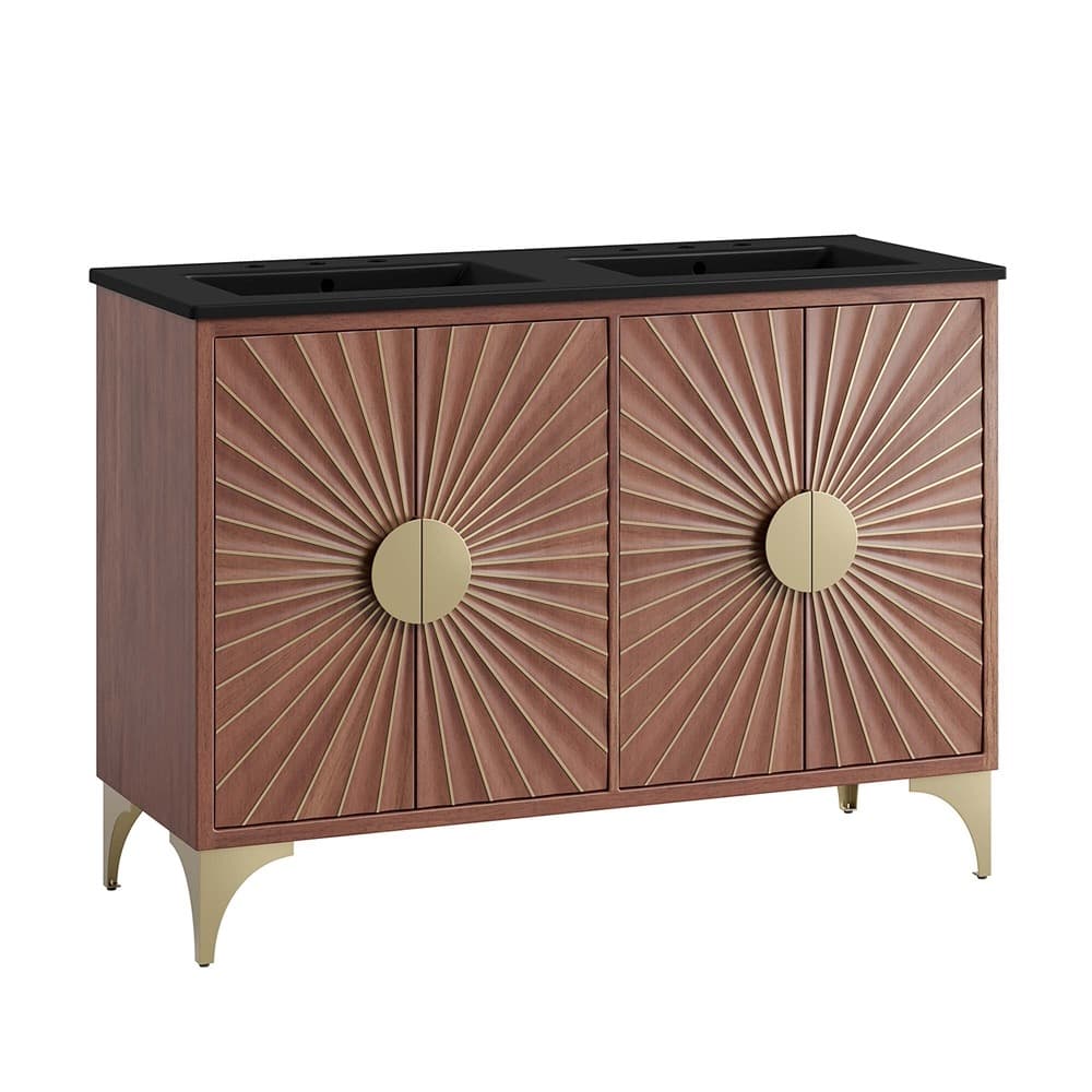 Daylight 48" Double Sink Bathroom Vanity in Black Walnut by Modway