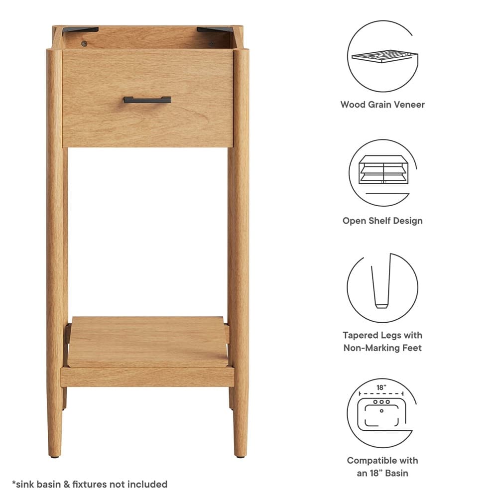 Zaire 18" Bathroom Vanity Cabinet (Sink Basin Not Included) in Natural by Modway - Image 2