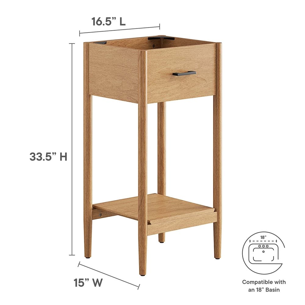 Zaire 18" Bathroom Vanity Cabinet (Sink Basin Not Included) in Natural by Modway - Image 3