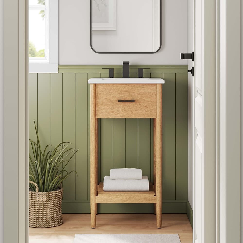 Zaire 18" Bathroom Vanity Cabinet (Sink Basin Not Included) in Natural by Modway - Image 9