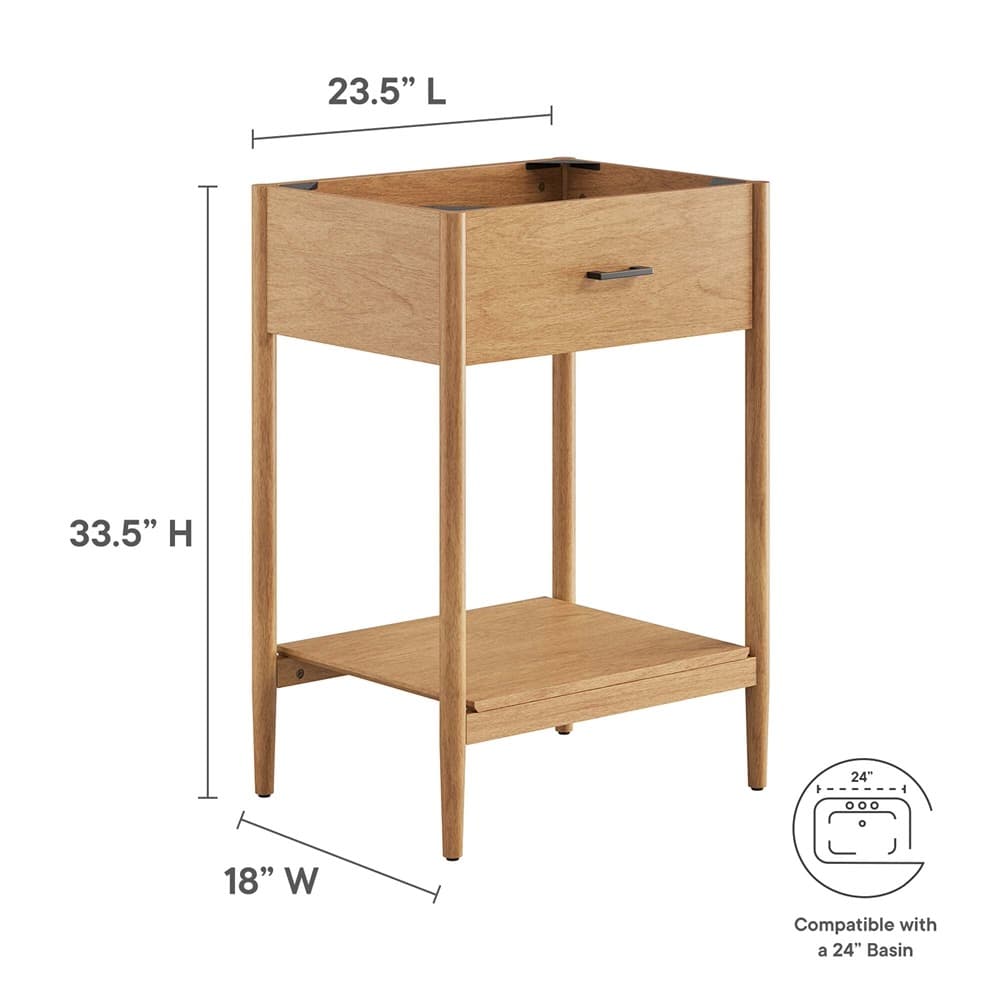 Zaire 24" Bathroom Vanity Cabinet (Sink Basin Not Included) in Natural by Modway - Image 3