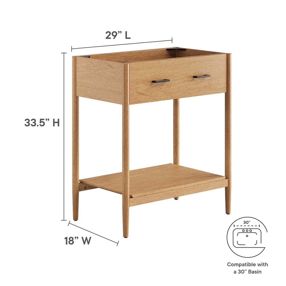 Zaire 30" Bathroom Vanity Cabinet (Sink Basin Not Included) in Natural by Modway - Image 3