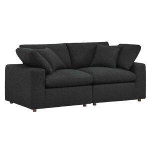 Commix Down Filled Overstuffed Boucle Fabric Loveseat in Black by Modway