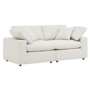 Commix Down Filled Overstuffed Boucle Fabric Loveseat in Ivory by Modway
