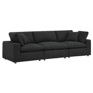 Commix Down Filled Overstuffed Boucle Fabric 3-Seater Sofa in Black by Modway