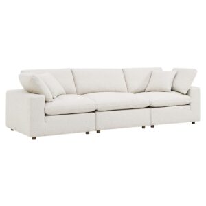 Commix Down Filled Overstuffed Boucle Fabric 3-Seater Sofa in Ivory by Modway
