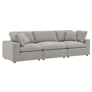 Commix Down Filled Overstuffed Boucle Fabric 3-Seater Sofa in Light Gray by Modway