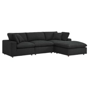 Commix 4-Piece Down Filled Overstuffed Boucle Fabric Sectional Sofa in Black by Modway