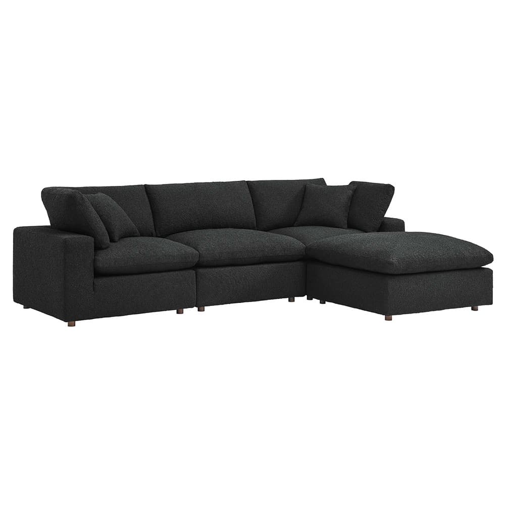 Commix 4-Piece Down Filled Overstuffed Boucle Fabric Sectional Sofa in Black by Modway