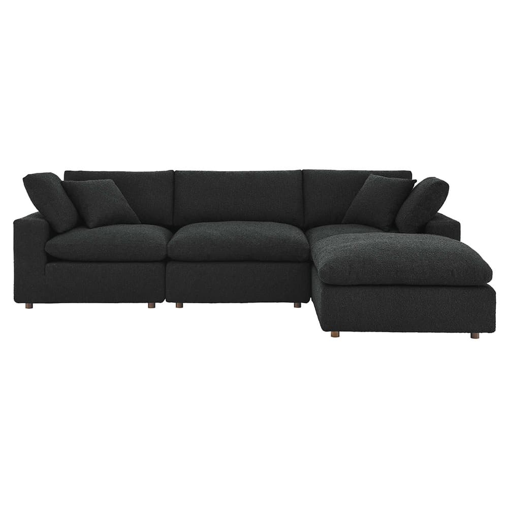 Commix 4-Piece Down Filled Overstuffed Boucle Fabric Sectional Sofa in Black by Modway - Image 3