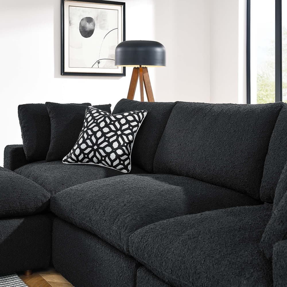 Commix 4-Piece Down Filled Overstuffed Boucle Fabric Sectional Sofa in Black by Modway - Image 5