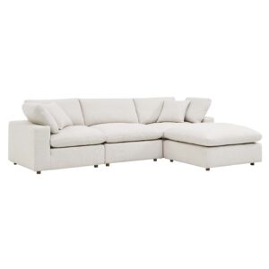 Commix 4-Piece Down Filled Overstuffed Boucle Fabric Sectional Sofa in Ivory by Modway