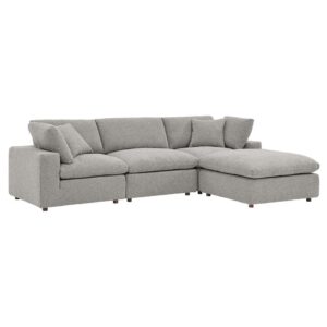 Commix 4-Piece Down Filled Overstuffed Boucle Fabric Sectional Sofa in Light Gray by Modway