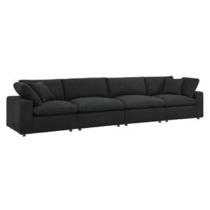 Commix Down Filled Overstuffed Boucle Fabric 4-Seater Sofa in Black by Modway