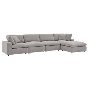 Commix 5-Piece Down Filled Overstuffed Boucle Fabric Sectional Sofa in Light Gray by Modway