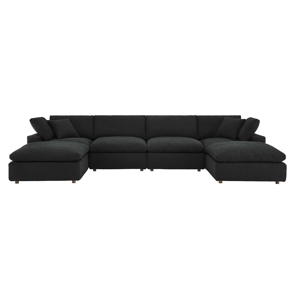 Commix 6-Piece Down Filled Overstuffed Boucle Sectional Sofa in Black by Modway