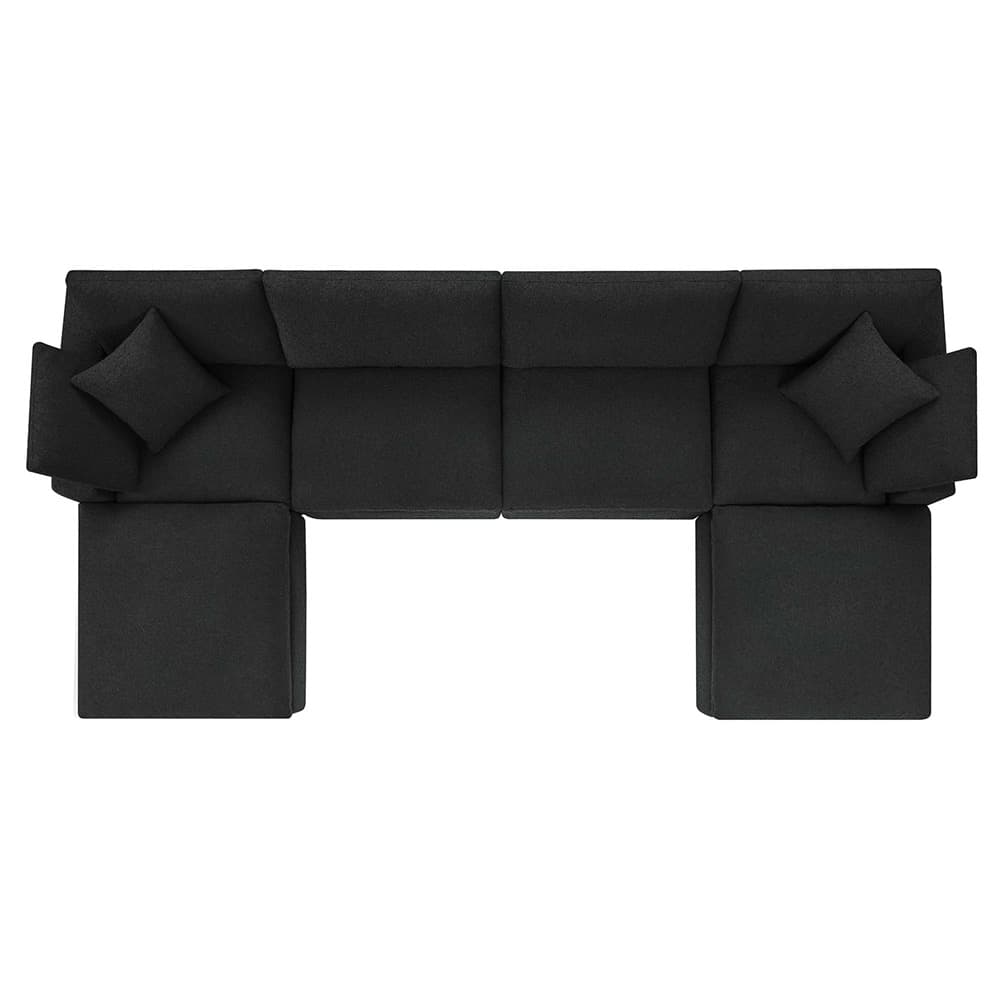 Commix 6-Piece Down Filled Overstuffed Boucle Sectional Sofa in Black by Modway - Image 3