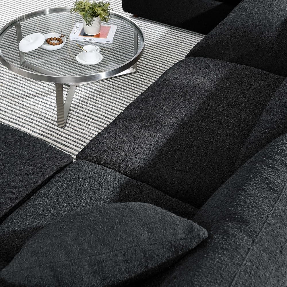 Commix 6-Piece Down Filled Overstuffed Boucle Sectional Sofa in Black by Modway - Image 5