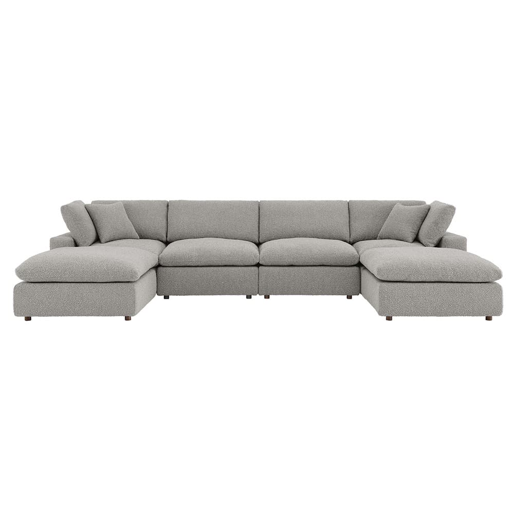 Commix 6-Piece Down Filled Overstuffed Boucle Sectional Sofa in Light Gray by Modway
