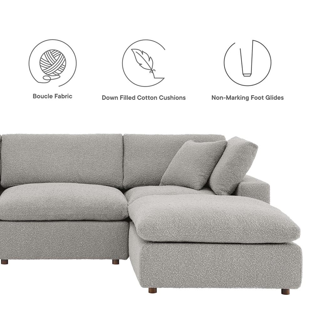 Commix 6-Piece Down Filled Overstuffed Boucle Sectional Sofa in Light Gray by Modway - Image 2