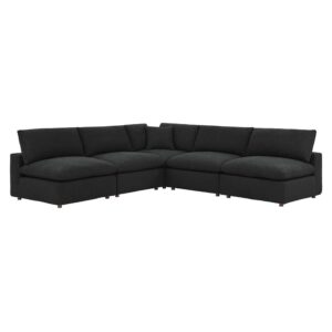 Commix 5-Piece Down Filled Overstuffed Boucle Fabric Sectional Sofa in Black by Modway