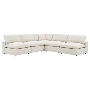 Commix 5-Piece Down Filled Overstuffed Boucle Fabric Sectional Sofa in Ivory by Modway