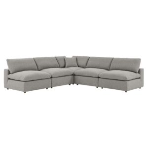 Commix 5-Piece Down Filled Overstuffed Boucle Fabric Sectional Sofa in Light Gray by Modway