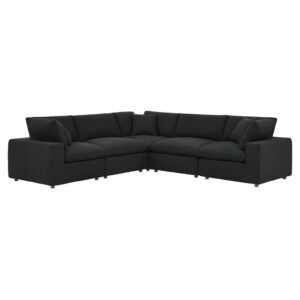 Commix 5-Piece Down Filled Overstuffed Boucle Sectional Sofa in Black by Modway