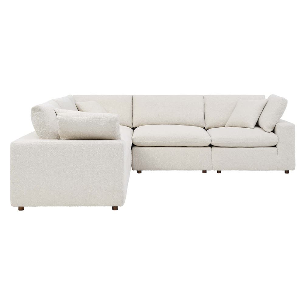 Commix 5-Piece Down Filled Overstuffed Boucle Sectional Sofa in Ivory by Modway - Image 3