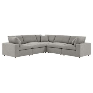 Commix 5-Piece Down Filled Overstuffed Boucle Sectional Sofa in Light Gray by Modway