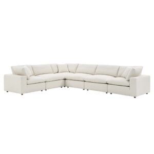 Commix 6-Piece Down Filled Overstuffed Boucle Fabric Sectional Sofa in Ivory by Modway