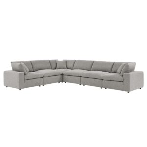 Commix 6-Piece Down Filled Overstuffed Boucle Fabric Sectional Sofa in Light Gray by Modway