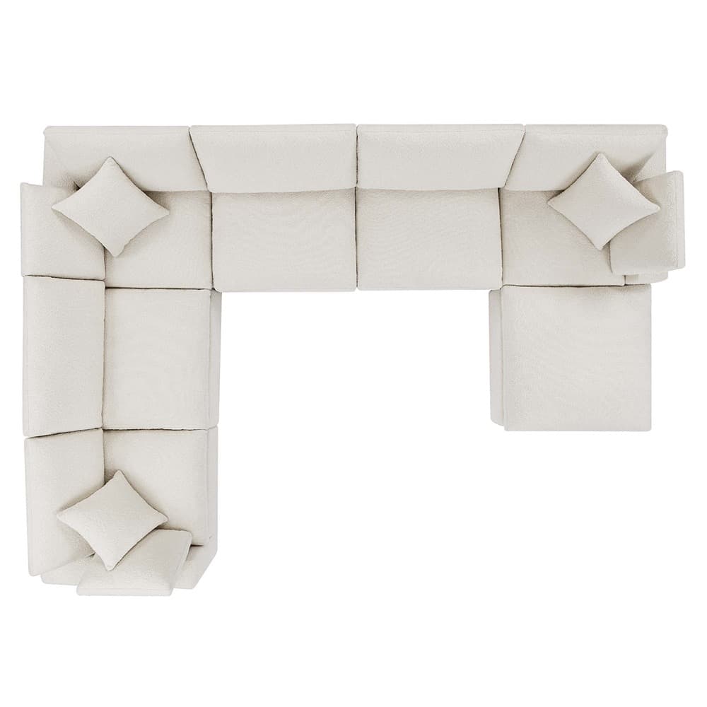 Commix 7-Piece Down Filled Overstuffed Boucle Sectional Sofa in Ivory by Modway - Image 3
