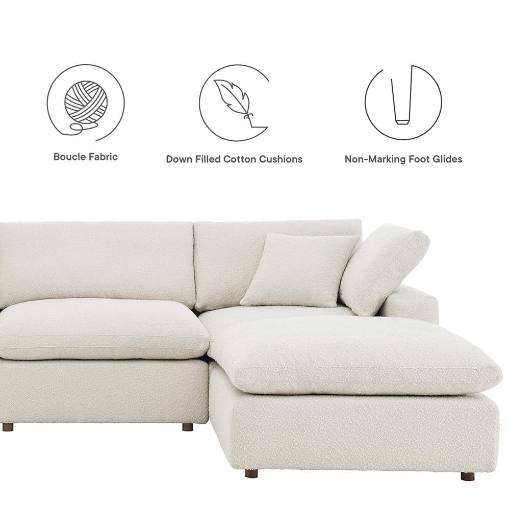 Commix 7-Piece Down Filled Overstuffed Boucle Sectional Sofa in Ivory by Modway - Image 2