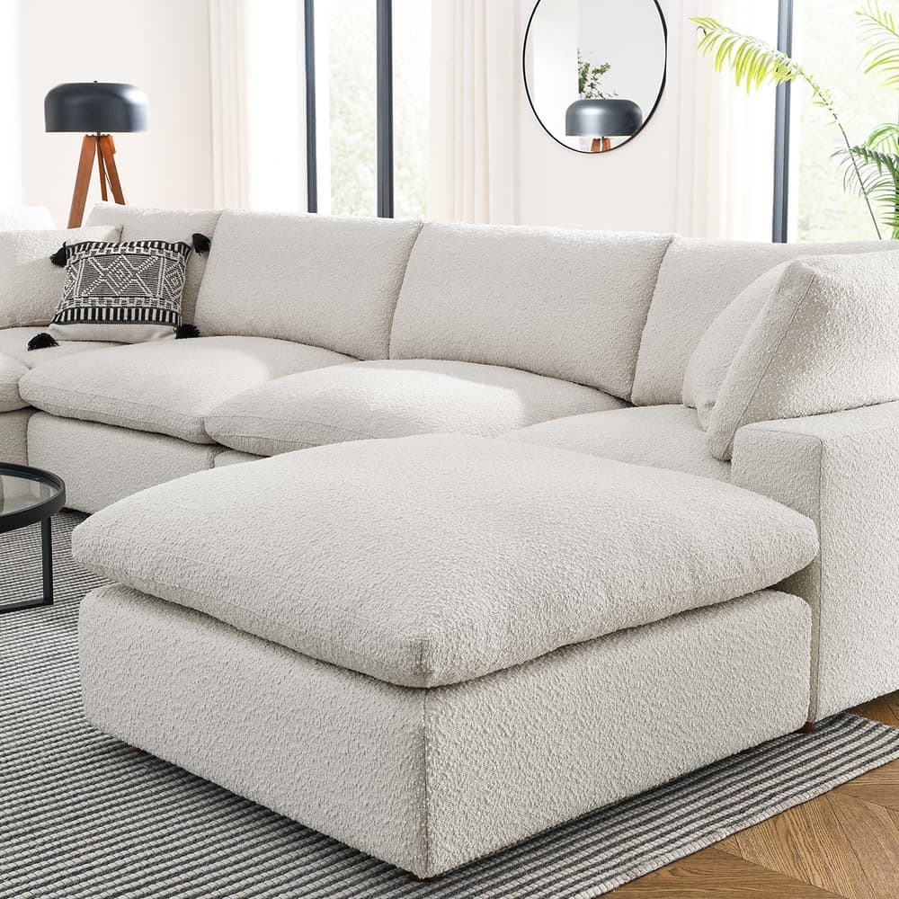 Commix 7-Piece Down Filled Overstuffed Boucle Sectional Sofa in Ivory by Modway - Image 5