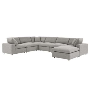 Commix 7-Piece Down Filled Overstuffed Boucle Sectional Sofa in Light Gray by Modway
