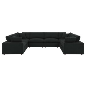 Commix 8-Piece Down Filled Overstuffed Boucle Fabric Sectional Sofa in Black by Modway