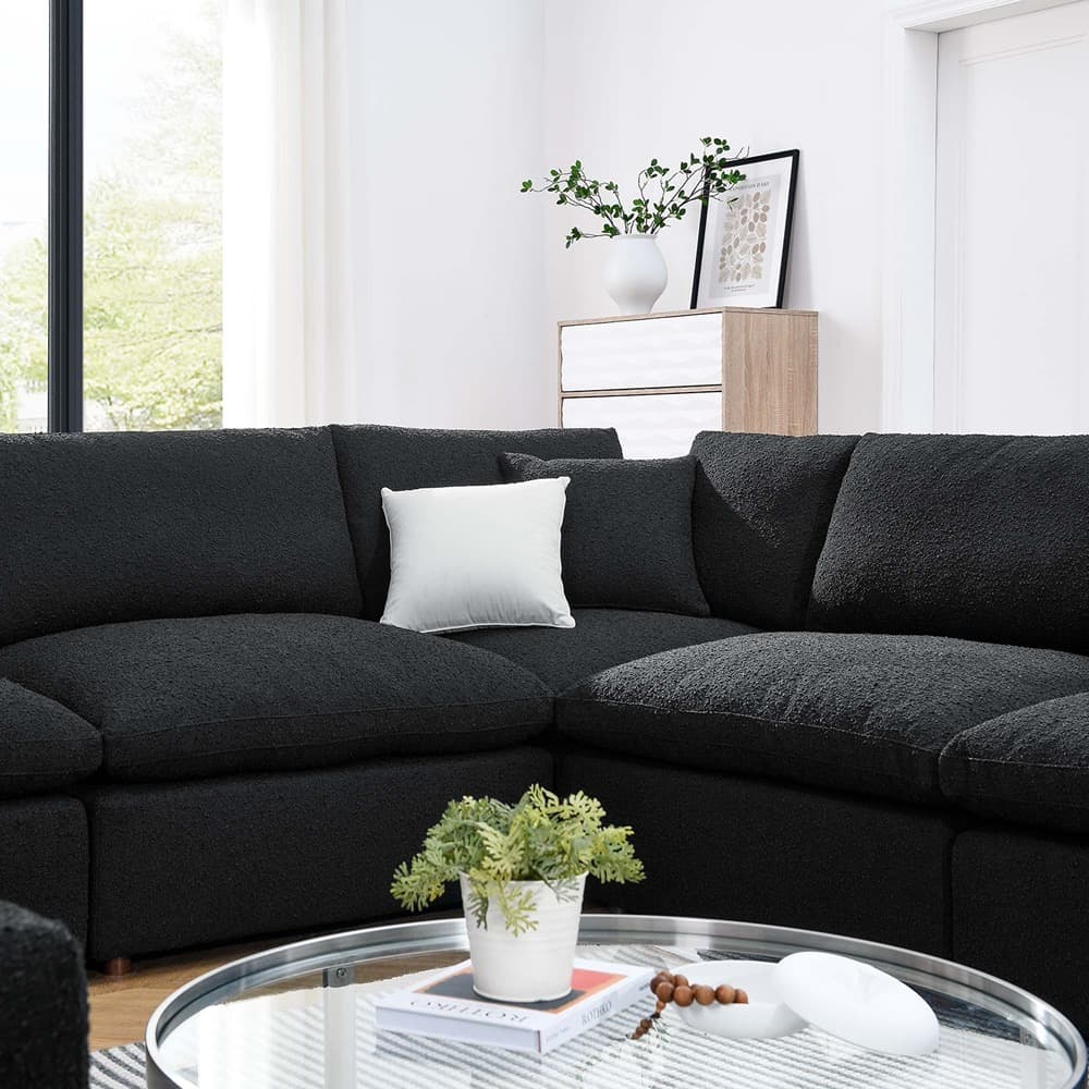 Commix 8-Piece Down Filled Overstuffed Boucle Fabric Sectional Sofa in Black by Modway - Image 5