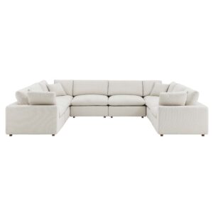 Commix 8-Piece Down Filled Overstuffed Boucle Fabric Sectional Sofa in Ivory by Modway