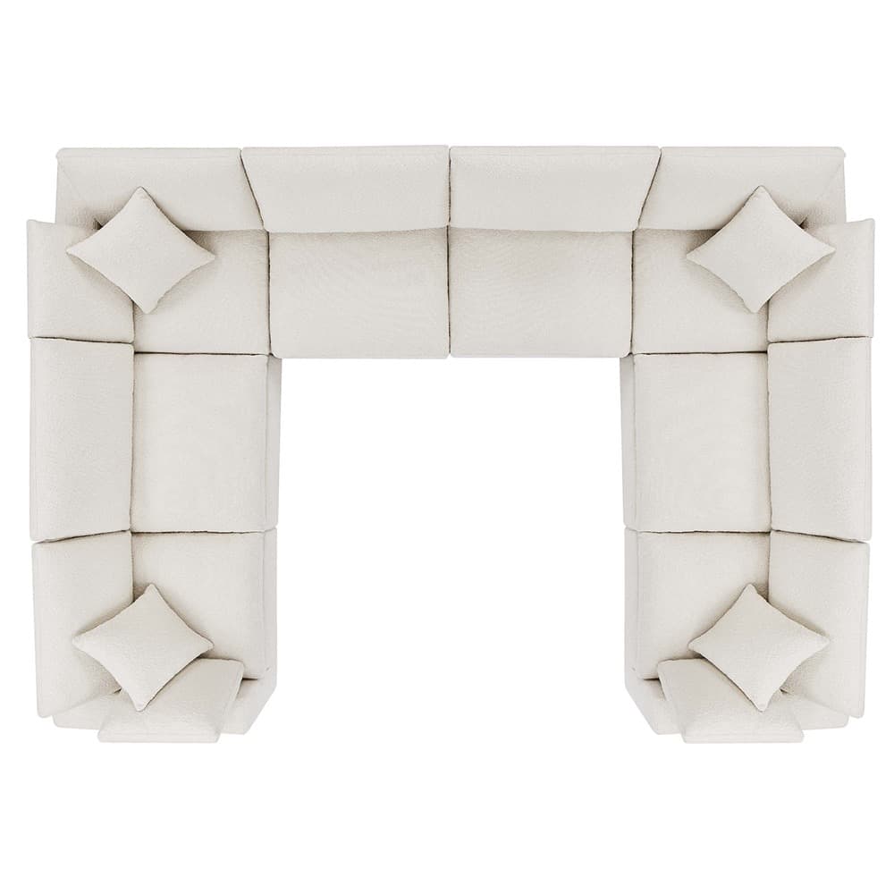 Commix 8-Piece Down Filled Overstuffed Boucle Fabric Sectional Sofa in Ivory by Modway - Image 3
