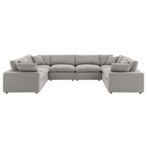 Commix 8-Piece Down Filled Overstuffed Boucle Fabric Sectional Sofa in Light Gray by Modway