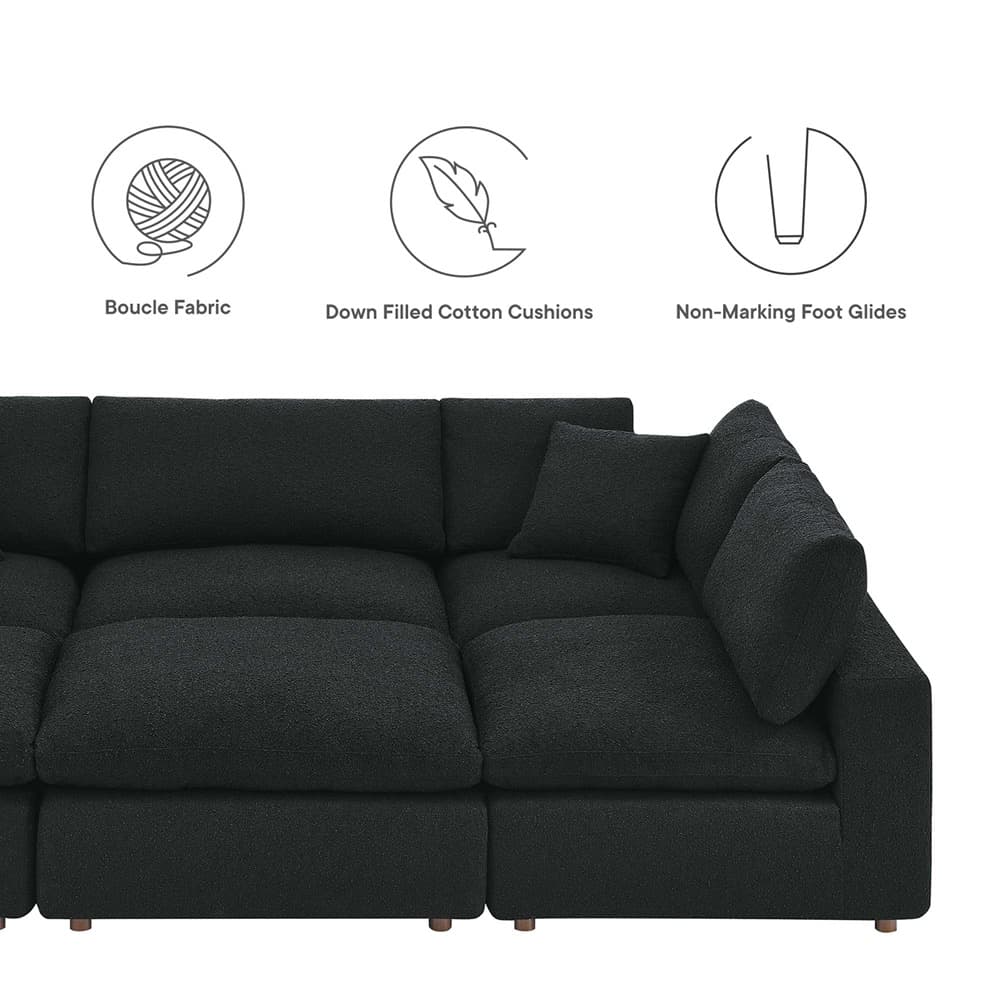 Commix 6-Piece Down Filled Overstuffed Boucle Fabric Sectional Sofa in Black by Modway - Image 2