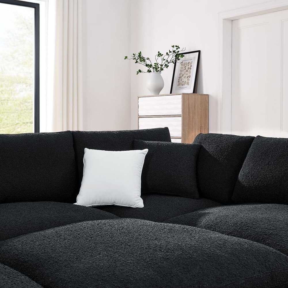 Commix 6-Piece Down Filled Overstuffed Boucle Fabric Sectional Sofa in Black by Modway - Image 5