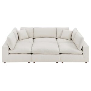 Commix 6-Piece Down Filled Overstuffed Boucle Fabric Sectional Sofa in Ivory by Modway