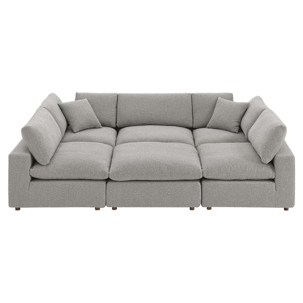 Commix 6-Piece Down Filled Overstuffed Boucle Fabric Sectional Sofa in Light Gray by Modway