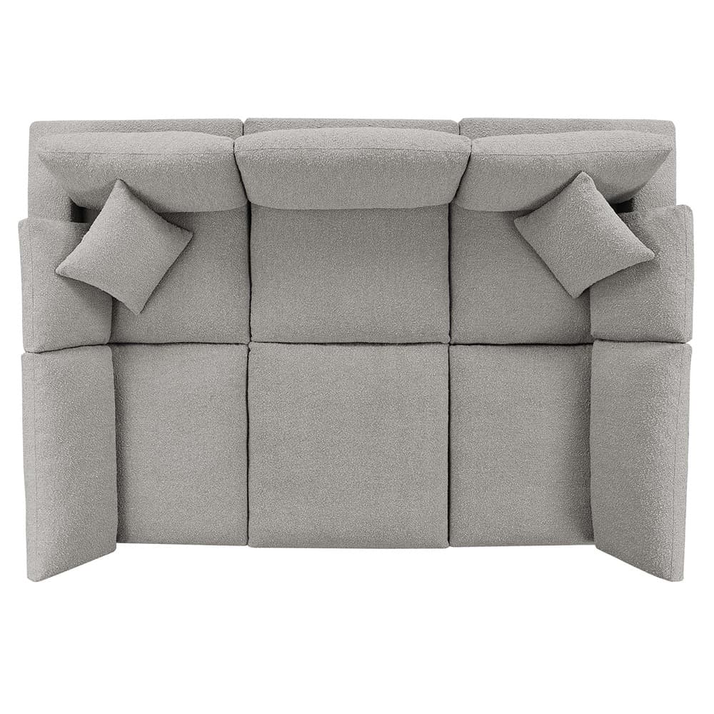 Commix 6-Piece Down Filled Overstuffed Boucle Fabric Sectional Sofa in Light Gray by Modway - Image 3