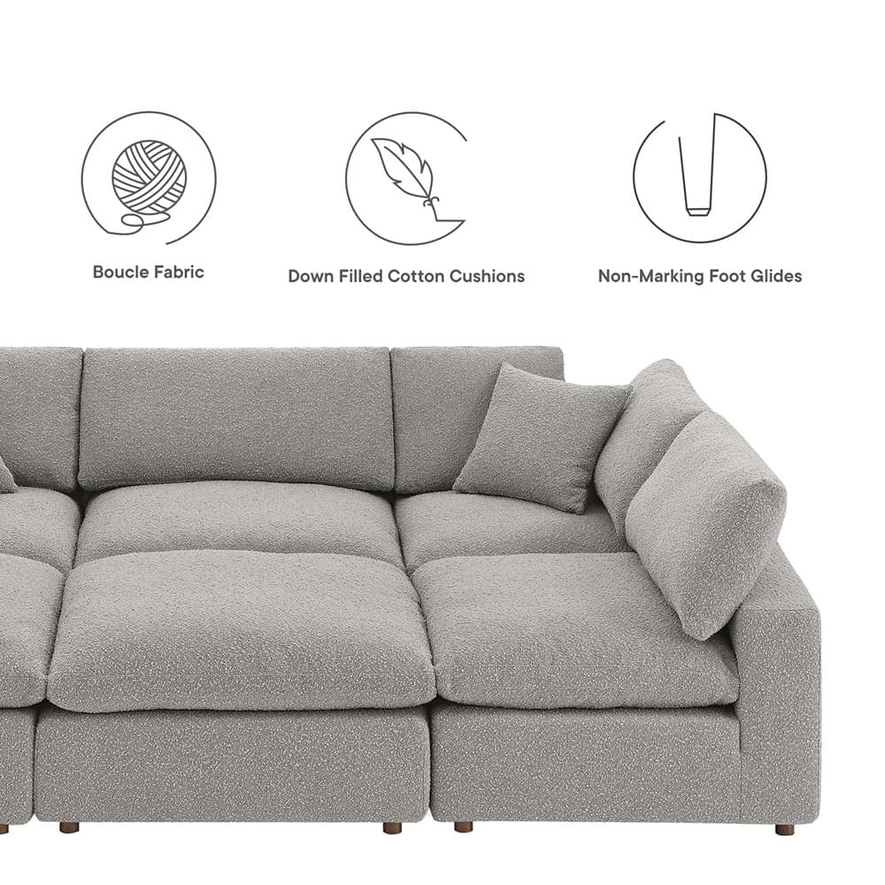 Commix 6-Piece Down Filled Overstuffed Boucle Fabric Sectional Sofa in Light Gray by Modway - Image 2