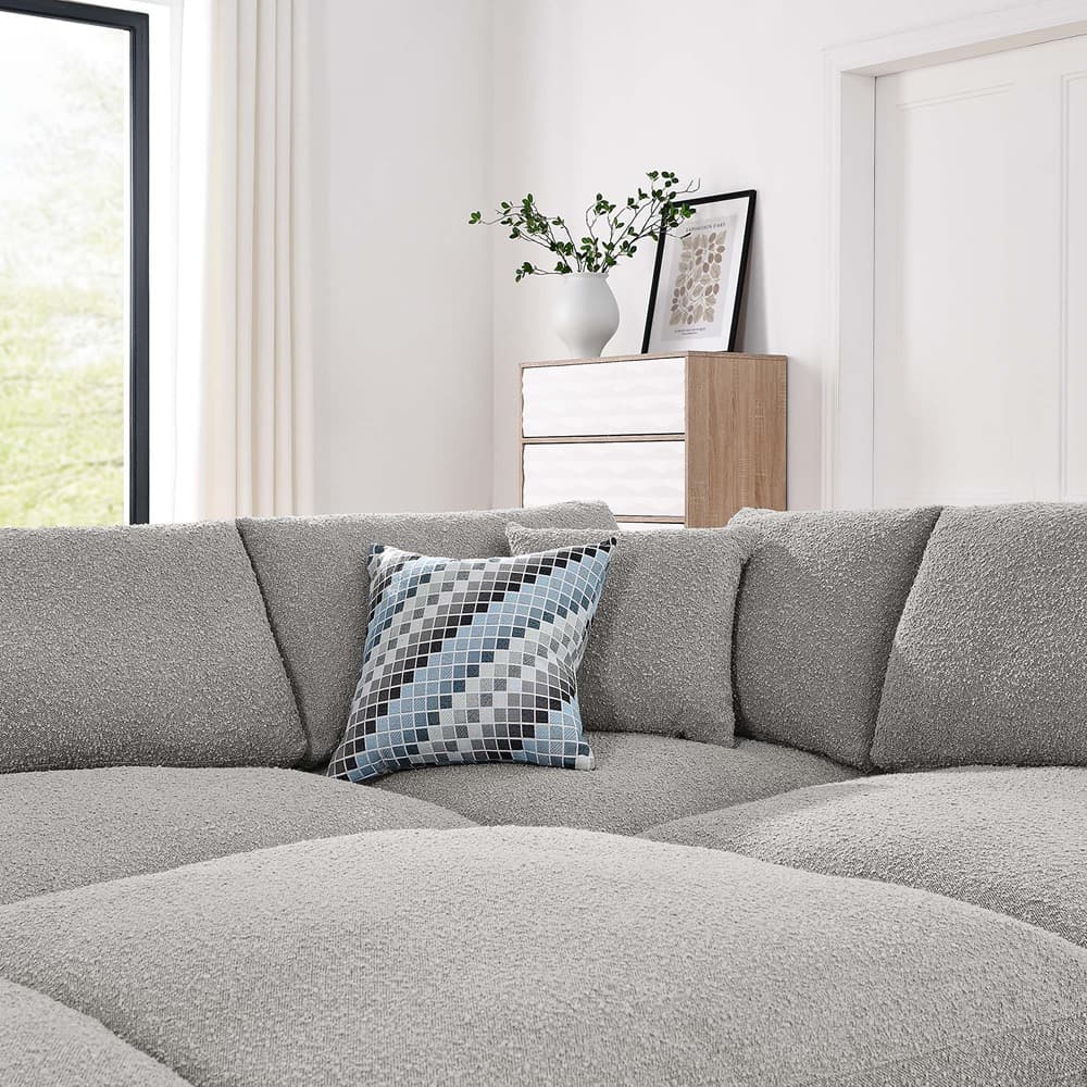 Commix 6-Piece Down Filled Overstuffed Boucle Fabric Sectional Sofa in Light Gray by Modway - Image 5
