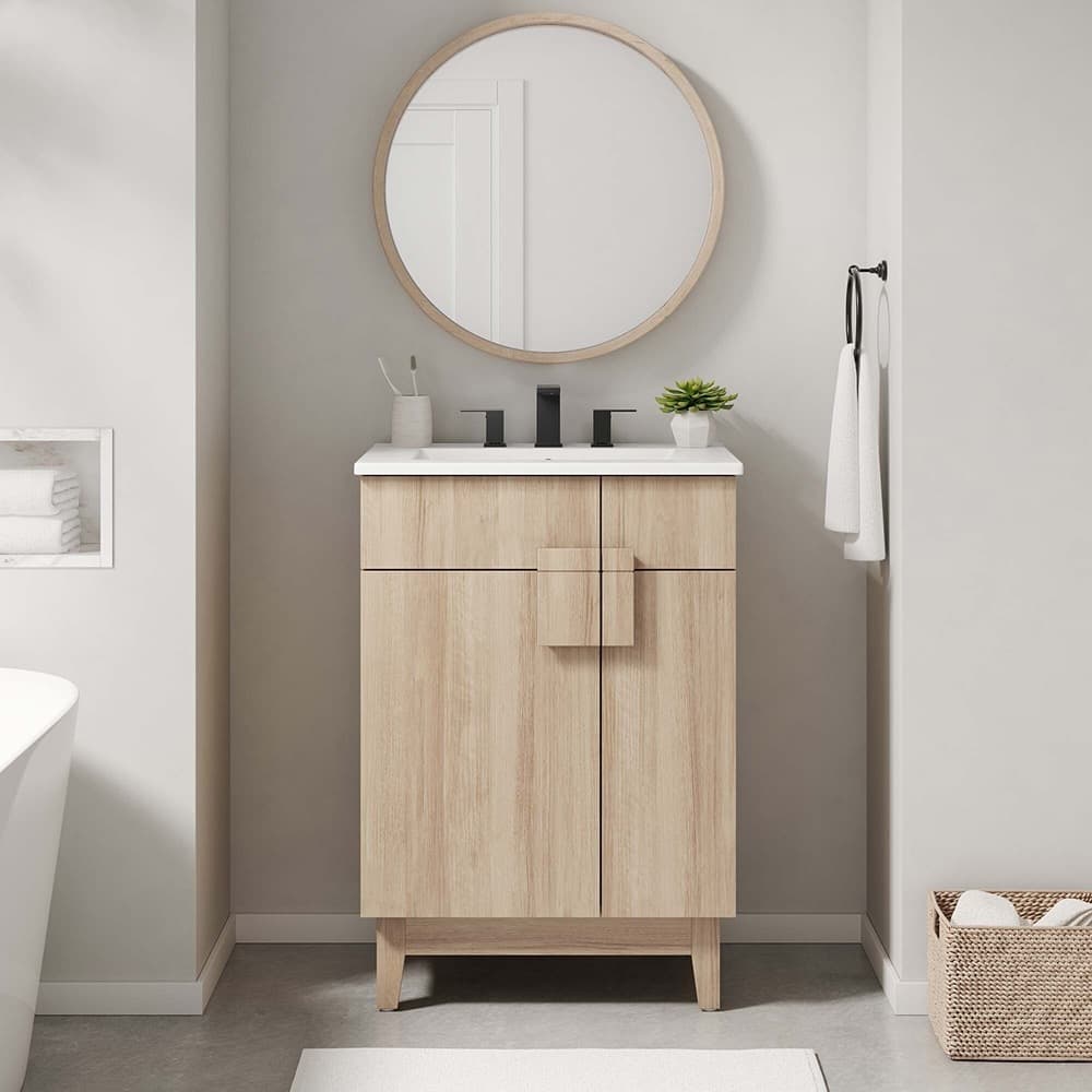 Miles 24" Bathroom Vanity Cabinet (Sink Basin Not Included) in Oak by Modway - Image 9