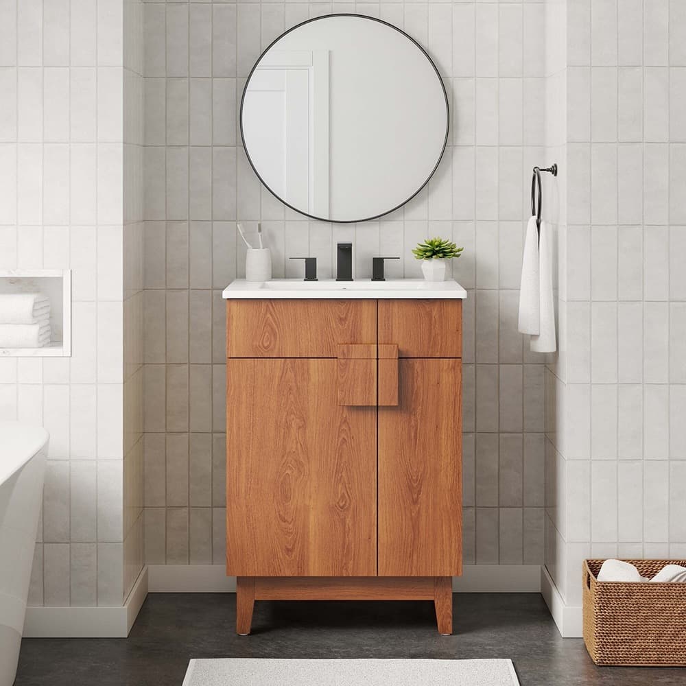 Miles 24" Bathroom Vanity Cabinet (Sink Basin Not Included) in Walnut by Modway - Image 9